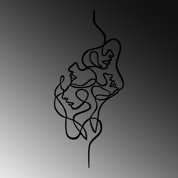 Wallity Faces Escultura de Pared de Metal Negra